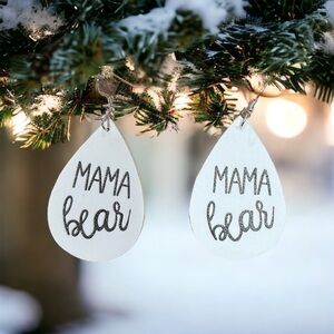 MAMA BEAR FAUX LEATHER EARRINGS